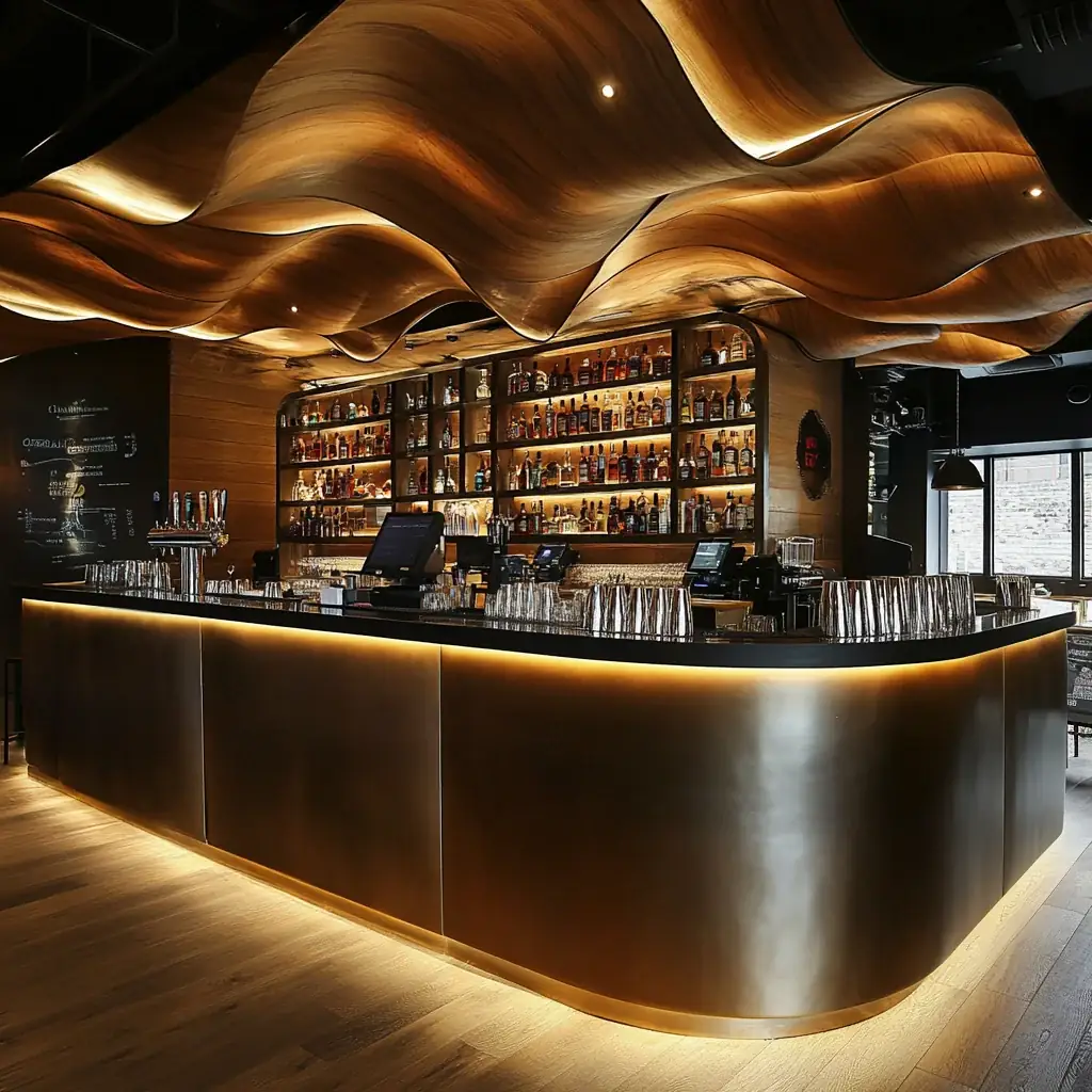 Marble and Stainless Steel Bar Counter for Hotel and Restaurant Projects