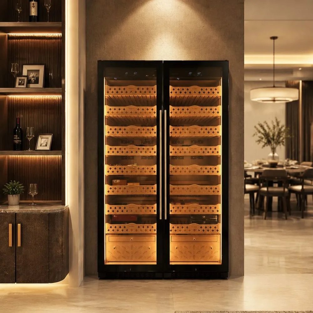 ROYAL METAL Stainless Steel Cigar Cabinet Dual Zone, Household