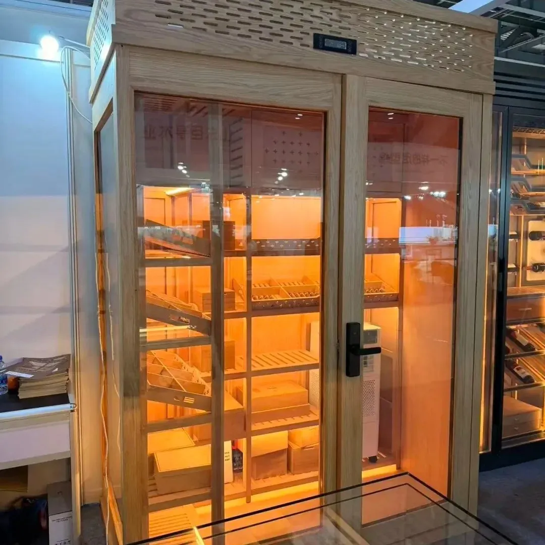 448L Dual-Zone Cigar Humidor, Temp & Humidity — in-situ view in showroom setting