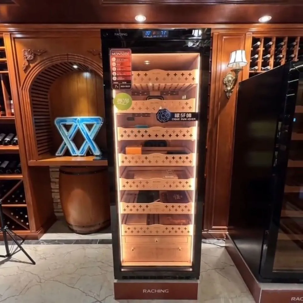 Electric Stainless Steel Cigar Cooler Humidor — in-situ view in showroom setting