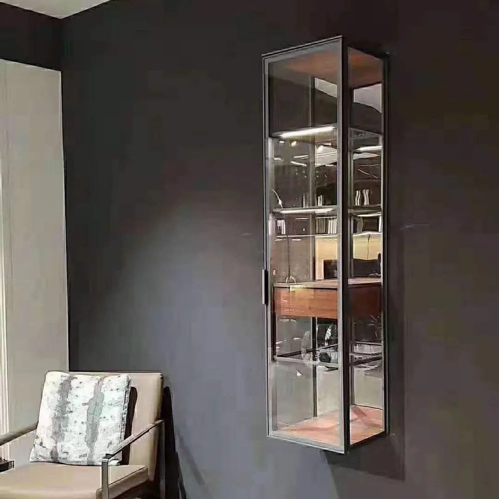 ROYAL METAL Wall Mounted Glass Display Cabinet, Modern LED Light view 2