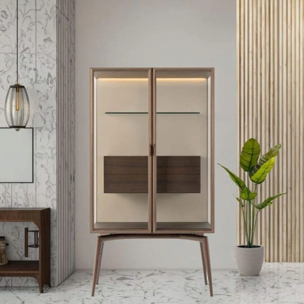 ROYAL METAL Italian Glass Display Cabinet, Transparent Glass Door view 2