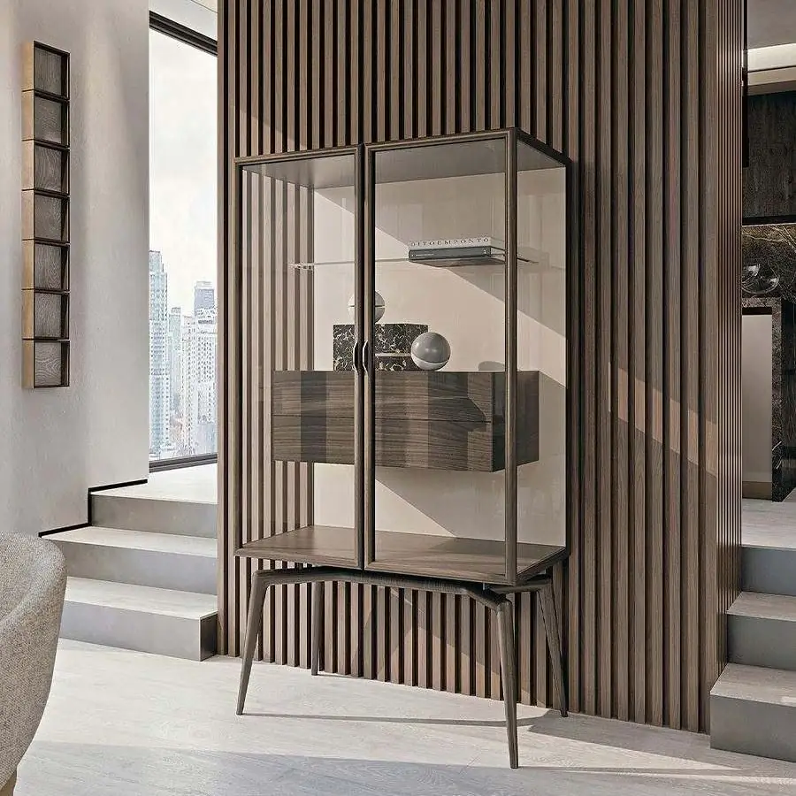 ROYAL METAL Italian Glass Display Cabinet, Transparent Glass Door view 3