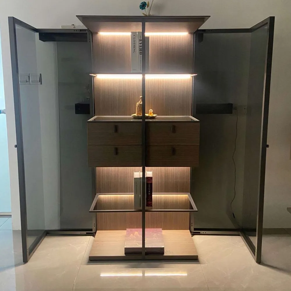 Aluminum Glass Display Case LED Light, Airplane Wing Cabinet Drawers view 4
