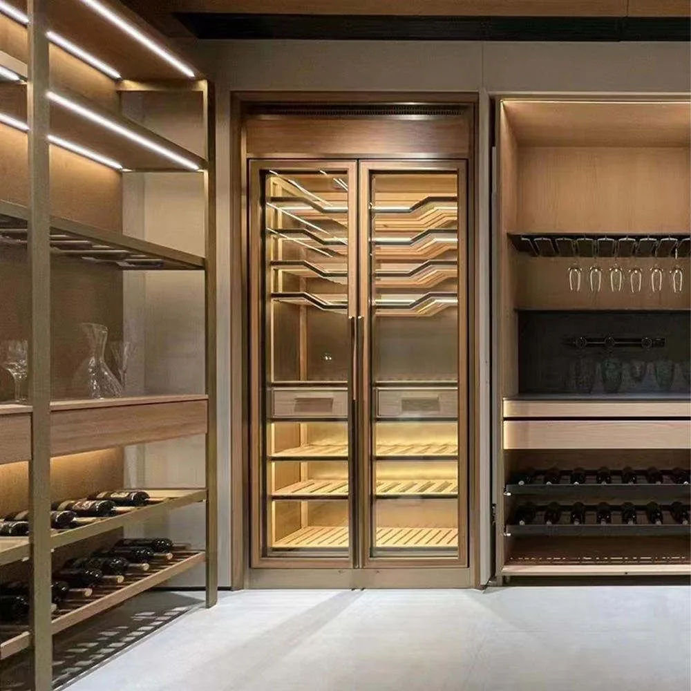 Wine Display Cabinet with Glass Door, Stainless Steel Refrigerator