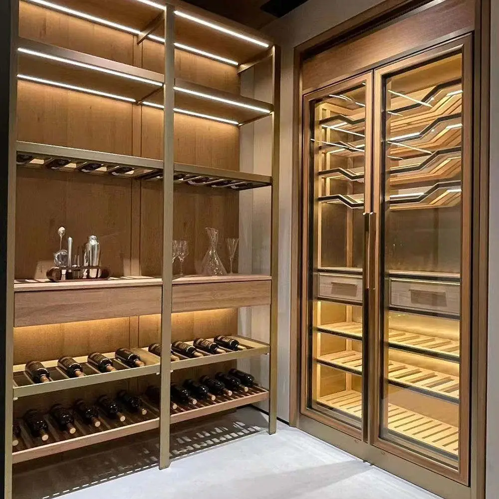 Wine Display Cabinet with Glass Door, Stainless Steel Refrigerator view 3