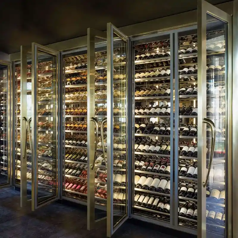 Bar Cabinet with Glass Door, Modern Stainless Steel Wine Display view 4