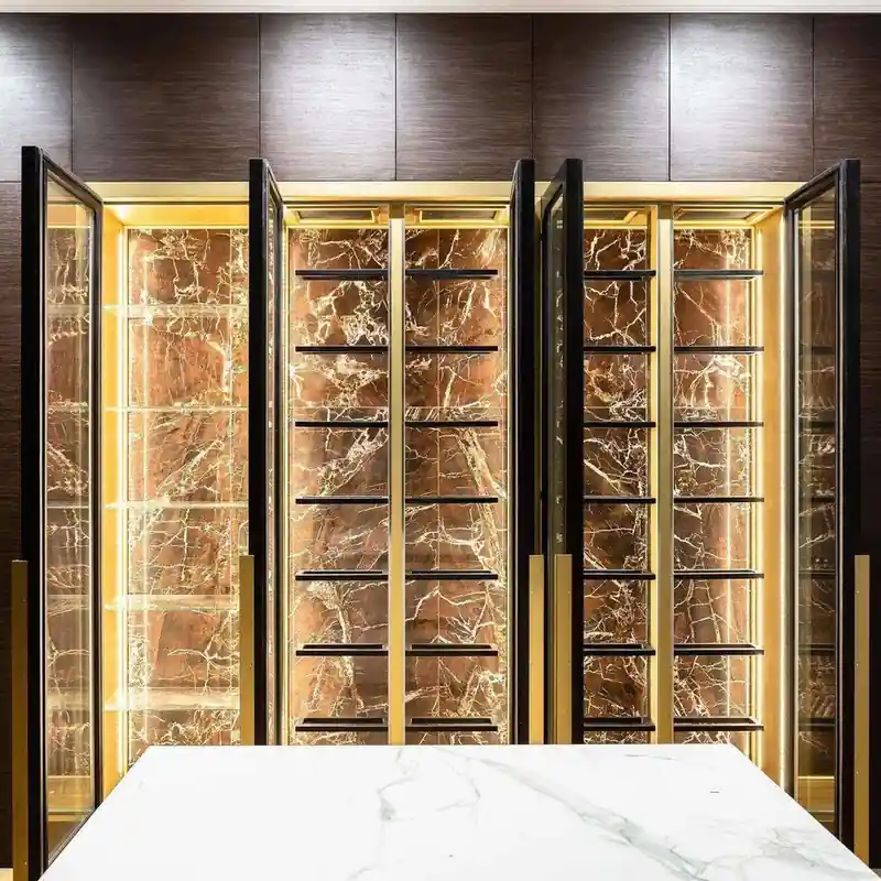 Metal Wine Cabinet Dual Zone Wine Cooler, Stainless Steel LED Light