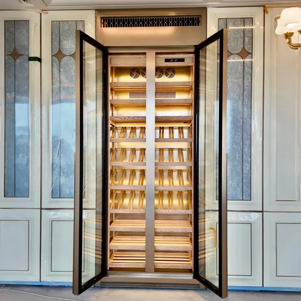 Electric USB Dual-Zone Stainless Steel Wine Cabinet with Compressor Cooling