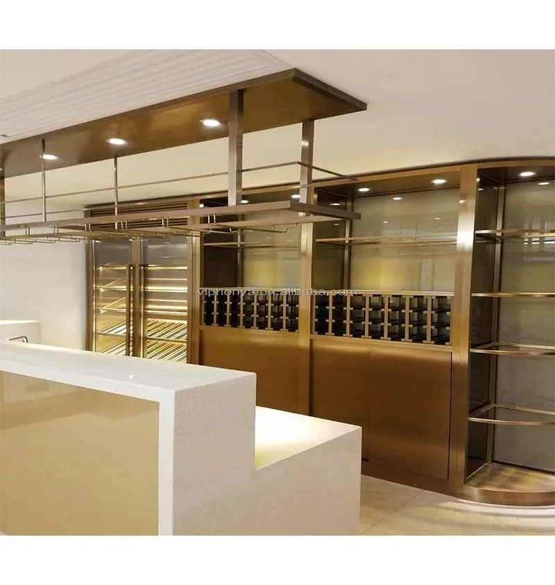 Cabinet Insert Wine Rack with Hanging Glass, Solid Wood Steel view 5