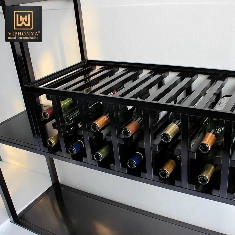 Cabinet Insert Wine Rack with Hanging Glass, Solid Wood Steel view 6