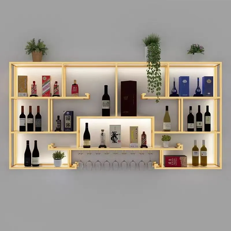 Wall Mounted Wine Rack 304 Stainless Steel, LED Light Night Club Bar view 3