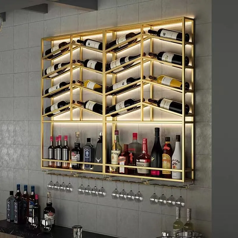 Wall Mounted Wine Rack 304 Stainless Steel, LED Light Night Club Bar view 4